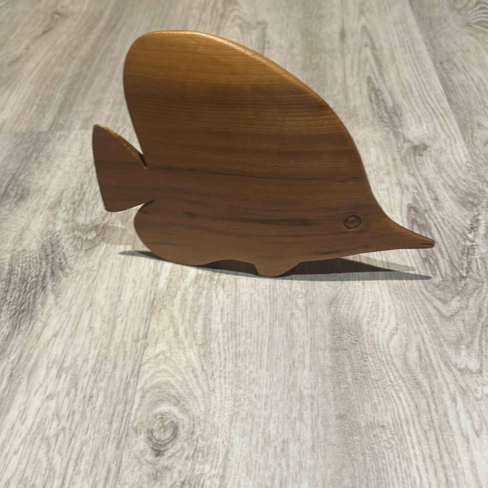 Carved Myrtle Wood Angel Fish Sculpture by Oregon MyrtleWood Products
